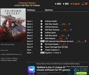 Crimson Desert Trainer +12 v1.02 {FLiNG}
