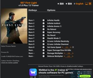 007 First Light Trainer +13 v1.0 {FLiNG}