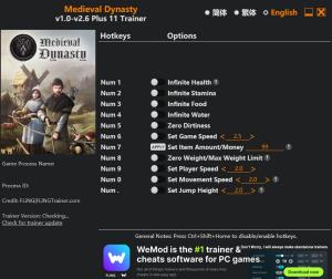 Trainer for PC game version v2.6