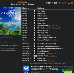 Trainer for PC game version v2026.07.14