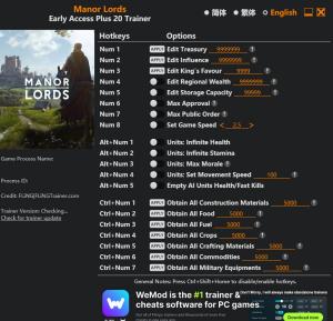 Trainer for PC game version v2026.07.14