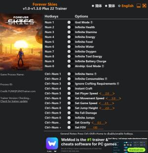 Forever Skies Trainer +22 v1.3.0 {FLiNG}