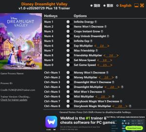 Disney Dreamlight Valley Trainer +18 v2026.07.29 {FLiNG}