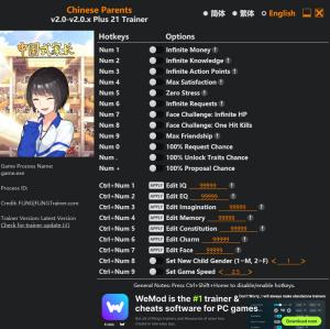 Trainer for PC game version v2.0.x