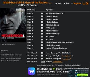 Metal Gear Solid 4: Guns of the Patriots – Master Collection +17 v1.0 {FLiNG}