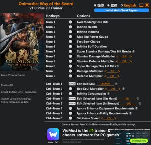 Onimusha: Way of the Sword Trainer +20 v1.0 {FLiNG}