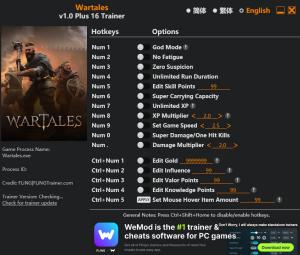 Trainer for PC game version v1.0