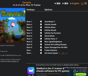 Trainer for PC game version v1.4.5