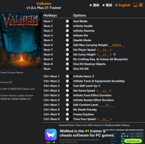 Trainer for PC game version v1.0.x