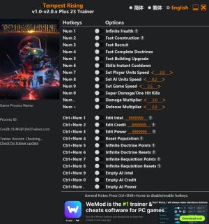 Trainer for PC game version v2.0.x